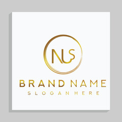 NUS letter mark and branding golden colour logo design with a leaf. And your best choice.