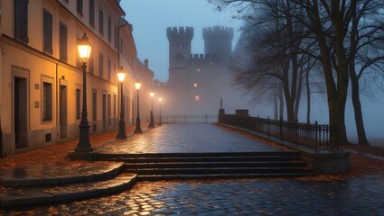 view of the old town , AI Generated.