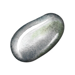 Sea smooth stone. A hand-drawn watercolor illustration. A color image of the beach element. Separate from the background. Perfect for packaging, labels, postcards, invitations and more.