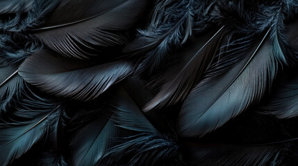 Soft black feathers create mysterious and delicate texture