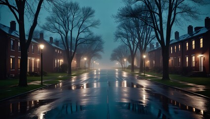 foggy street , AI Generated.