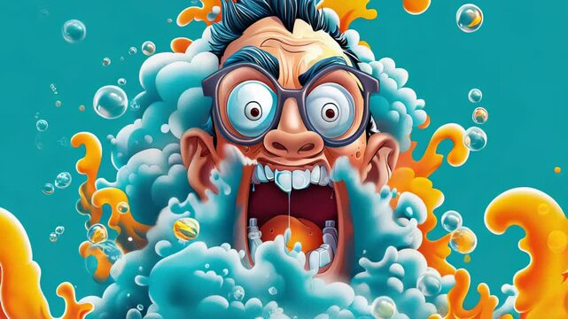 Animated explosion of laughter and chaos in vibrant cartoon style
