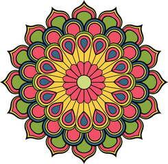Floral Mandala design hand drawn vector. Ethnic mandala with colorful ornament design white background