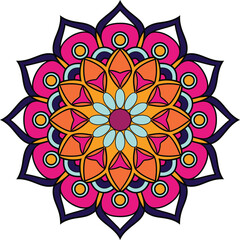 Floral Mandala design hand drawn vector. Ethnic mandala with colorful ornament design white background