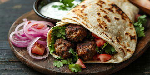 Spiced Lamb Kofta Wrap with Yogurt Sauce