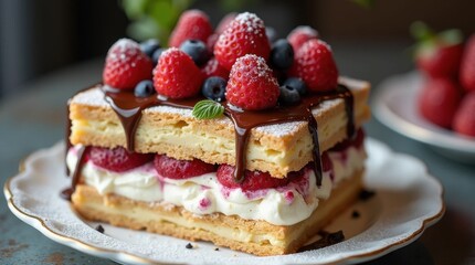 Layered Biscuit Cake with Cream Filling