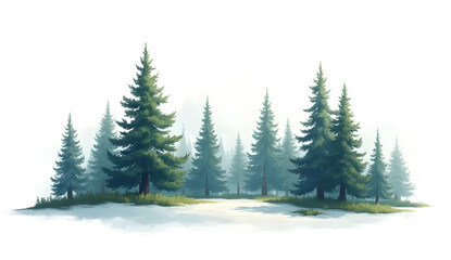 Fototapeta premium Majestic Pine Tree on Graphic-Friendly white Background 