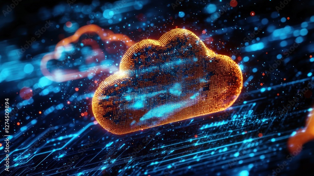 Aufkleber cloud computing: digital transformation and innovation