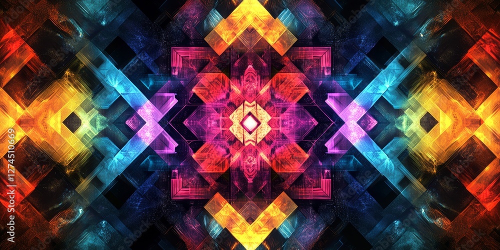 Poster colorful kaleidoscope pattern with geometric shapes and vibrant hues. it creates a mesmerizing visua