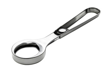 Obraz premium Sleek metal bottle opener resting on a clean surface, ready for a refreshing drink on a sunny day isolated on transparent background