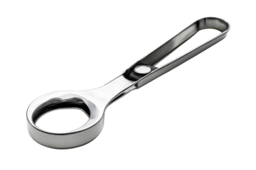 Sleek metal bottle opener resting on a clean surface, ready for a refreshing drink on a sunny day isolated on transparent background