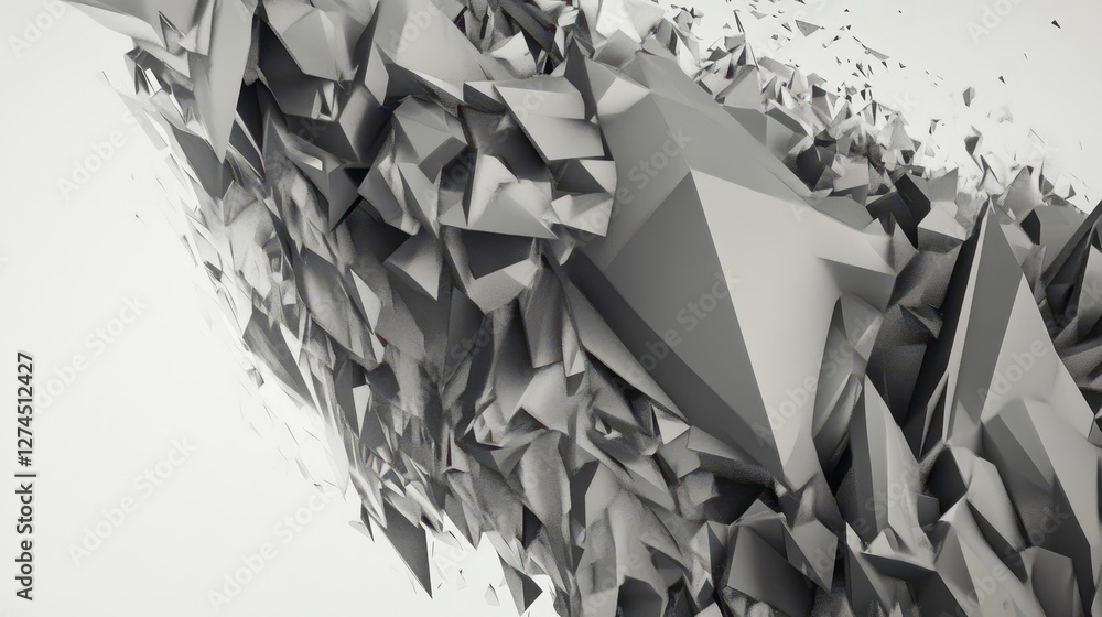 Fototapete abstract geometric shapes in dynamic composition creating a sense of movement and depth in monochrom