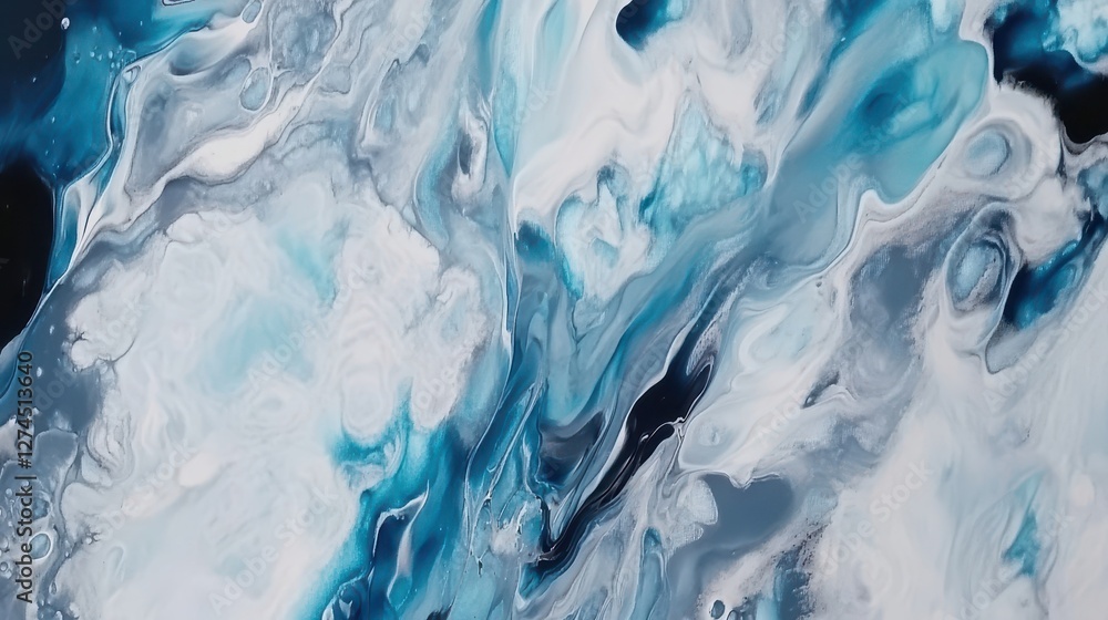 Poster abstract blue and white swirls with fluid patterns creating a dreamy oceanic feel captivating viewer