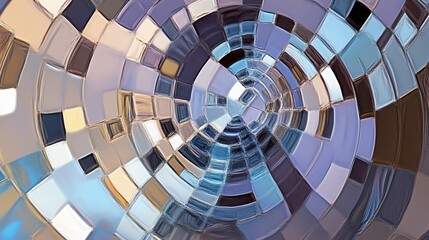 Fototapeta premium Abstract Geometric Pattern with Circular Design in Soft Blue and Gold Tones Creating a Modern Digital Art Effect