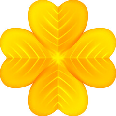 Gold Flat shamrock icons set. Clover three and four leaves logo.