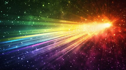 A comet gliding through a vibrant nebula, leaving a trail of iridescent stardust