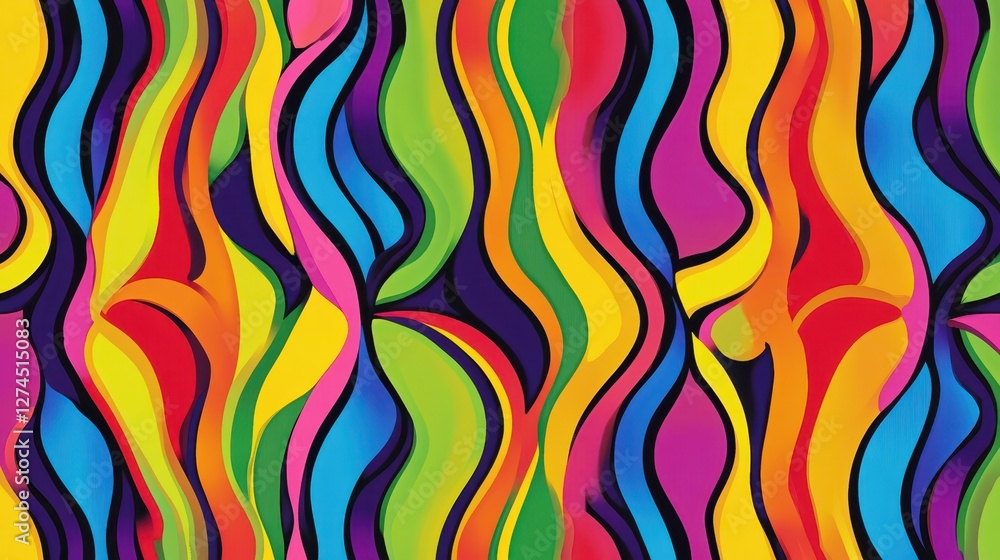 Poster colorful abstract waves pattern in vibrant colors representing movement and flow for artistic design