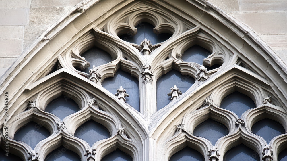 Poster intricate gothic style window design with architectural elements and ornate details, showcasing beau