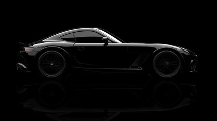 Sleek black sports car silhouette against dark backdrop