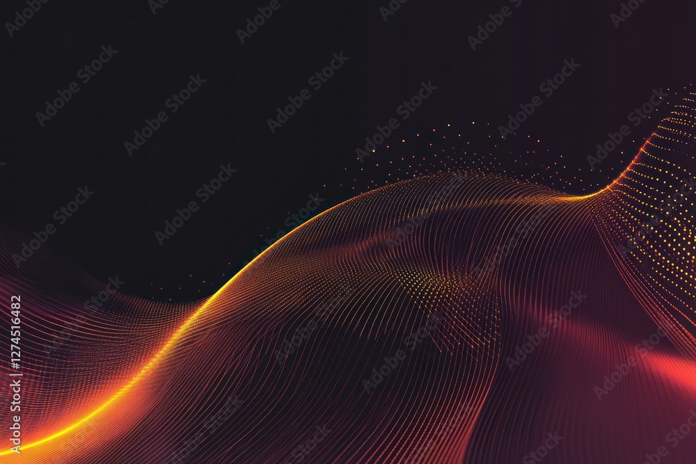Poster abstract waves of vibrant orange and purple colors flow gracefully across a dark background, creatin