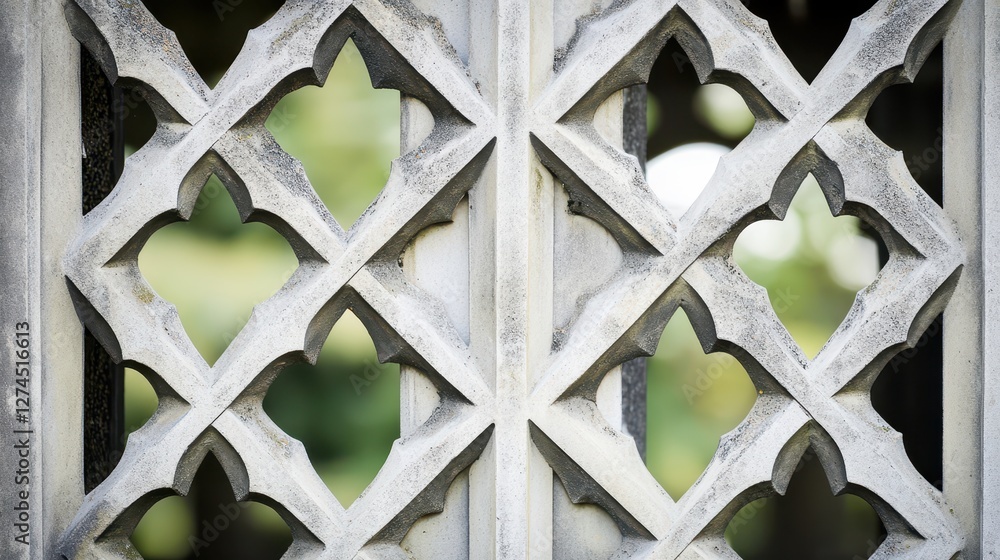 Poster intricate pattern of decorative stonework in architectural design showcasing unique geometric shapes