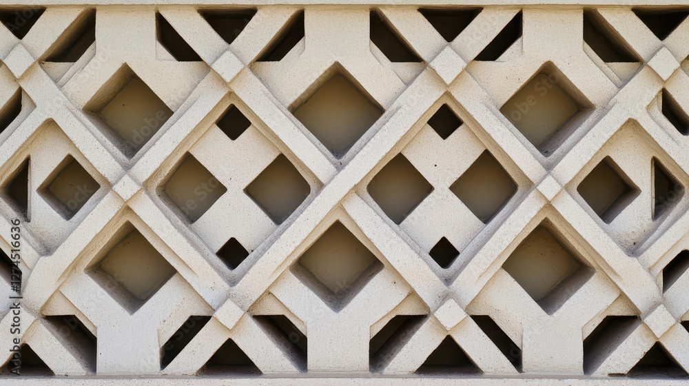 Poster decorative architectural pattern featuring intricate geometric shapes and diamond motifs on a textur
