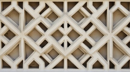 Decorative Concrete Wall with Geometric Patterns and Textured Design Creating an Aesthetic Architectural Element in Urban Environment