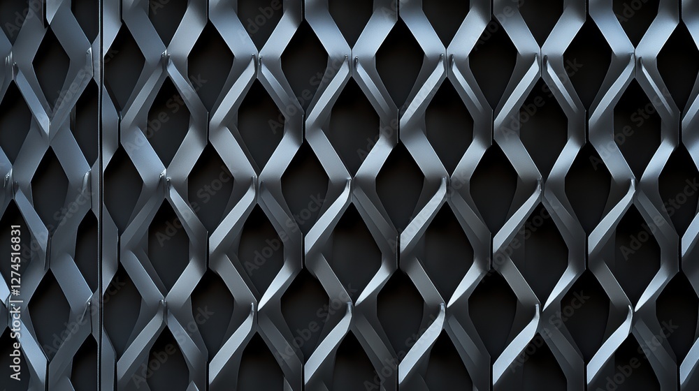 Poster intricate geometric pattern of modern metallic facade with interlocking diamond shapes and deep shad