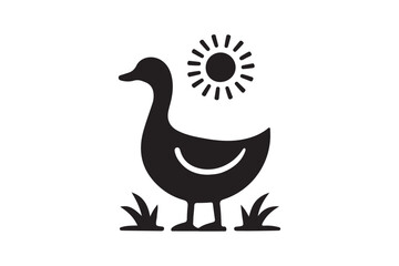 Duck icon silhouette with white background.02