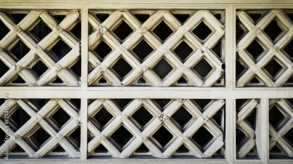 Aufkleber detailed close-up view of a decorative wooden lattice pattern in muted colors showcasing craftsmansh