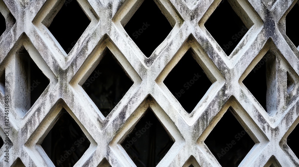Aufkleber textured wall with diamond patterns and grime in a concrete structure, highlighting architectural el