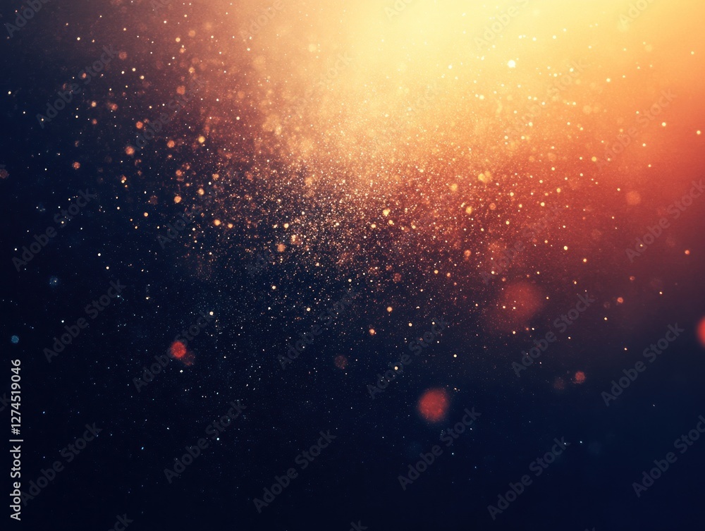 Poster Abstract glow with particles and bokeh effect in dark