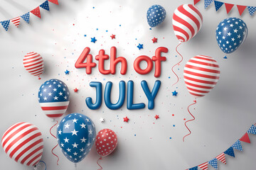 Obraz premium 4th of July holiday with balloons and banners