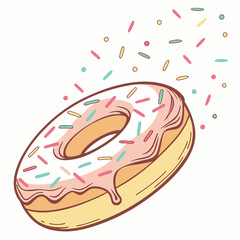 hand drawn illustration of a woman with donut