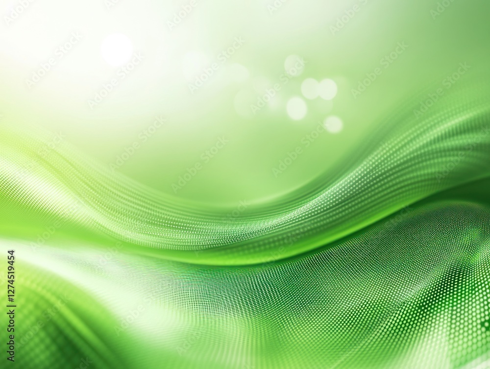 Poster abstract green waves with soft light creating a serene atmosphere, ideal for backgrounds in nature-t