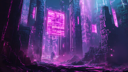 Obraz premium holographic historical ancient ruins