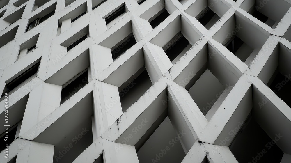 Aufkleber abstract architectural design featuring a geometric pattern of white concrete and glass on a modern 