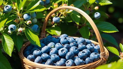 blueberries in a basket , AI Generated.