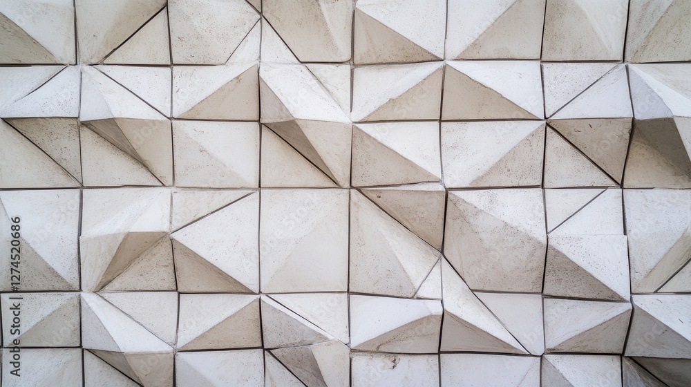 Aufkleber textured wall with geometric shapes and patterns in white tones highlighting modern architectural de
