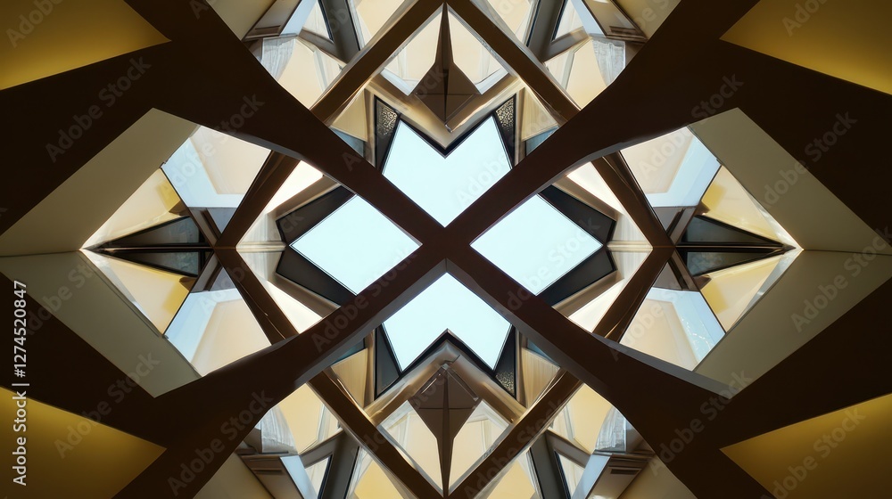 Poster intricate geometric pattern of skylights showcasing modern architecture and natural light creating a