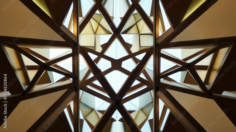 Poster intricate architectural pattern showcasing modern design elements and natural light through geometri