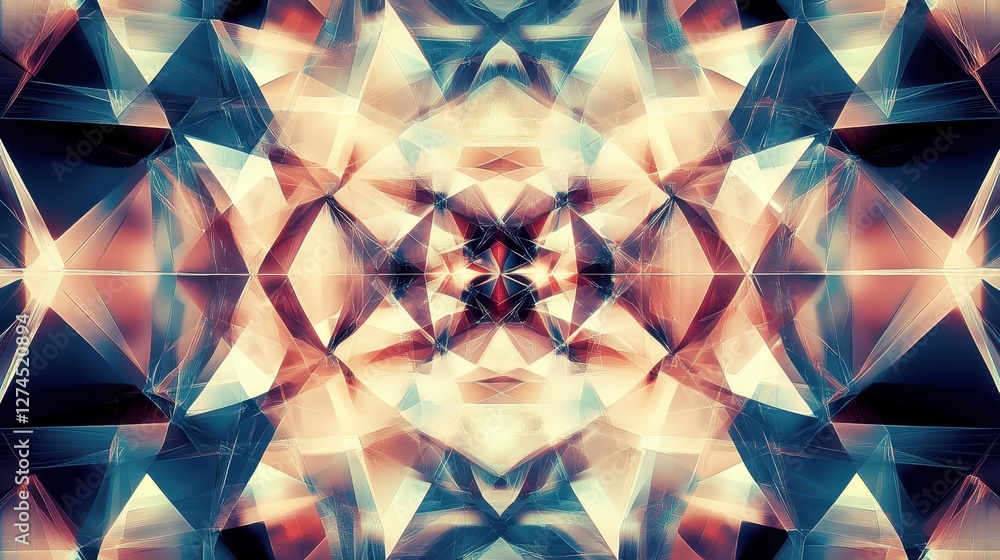 Aufkleber abstract geometric pattern with vibrant colors and symmetrical shapes, evoking modern art in digital