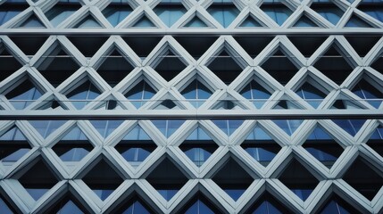 Geometric Architectural Facade with Textured Patterns and Reflections in Modern Urban Environment for Design and Inspiration Use