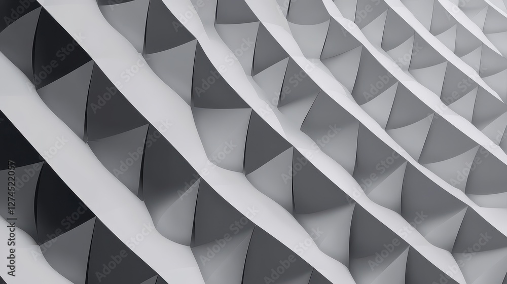 Fototapete abstract textured surface with waves and geometric patterns in monochrome shades of grey creating de