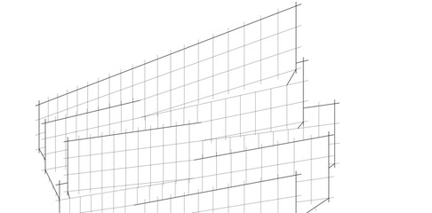 Modern Architectural Wireframe. Futuristic Skyscraper Perspective