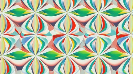 Vibrant Abstract Pattern Design Featuring Colorful Symmetrical Shapes and Fluid Curves for Creative Background and Textiles Use