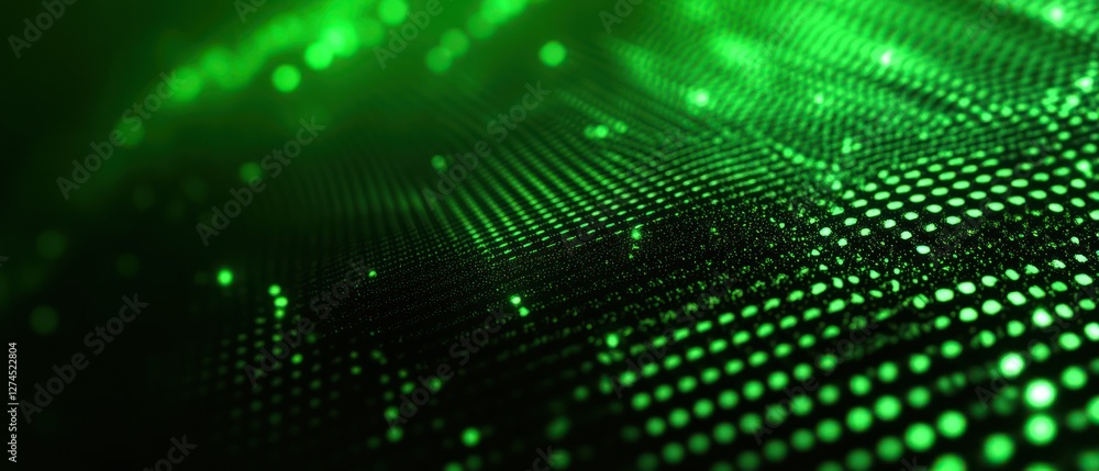 Poster green dotted pattern with digital glow and depth