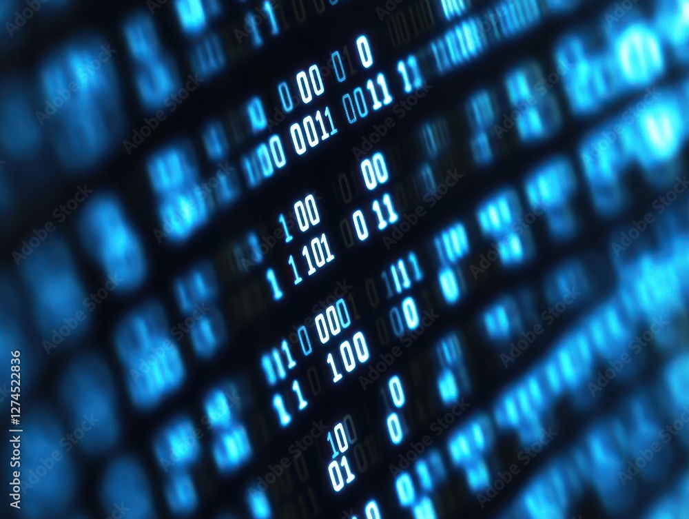 Poster abstract representation of binary code on digital screen