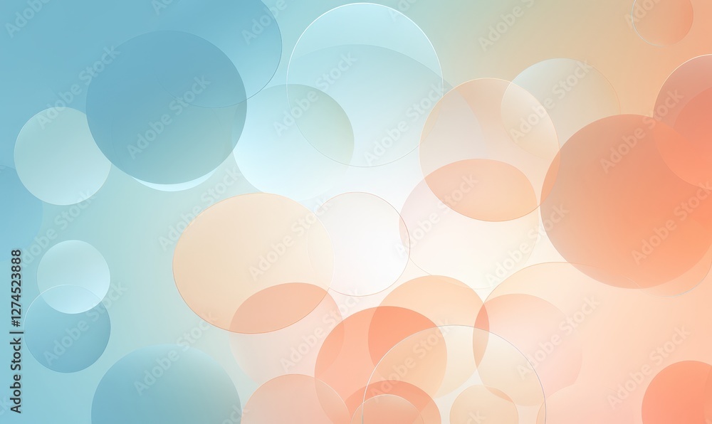 Wall mural blurred circles overlay on soft pastel background. use for abstract backgrounds and presentations