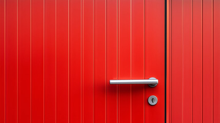 Obraz premium Sharp and modern entry featuring a sharp-edged steel door with bold black accents.